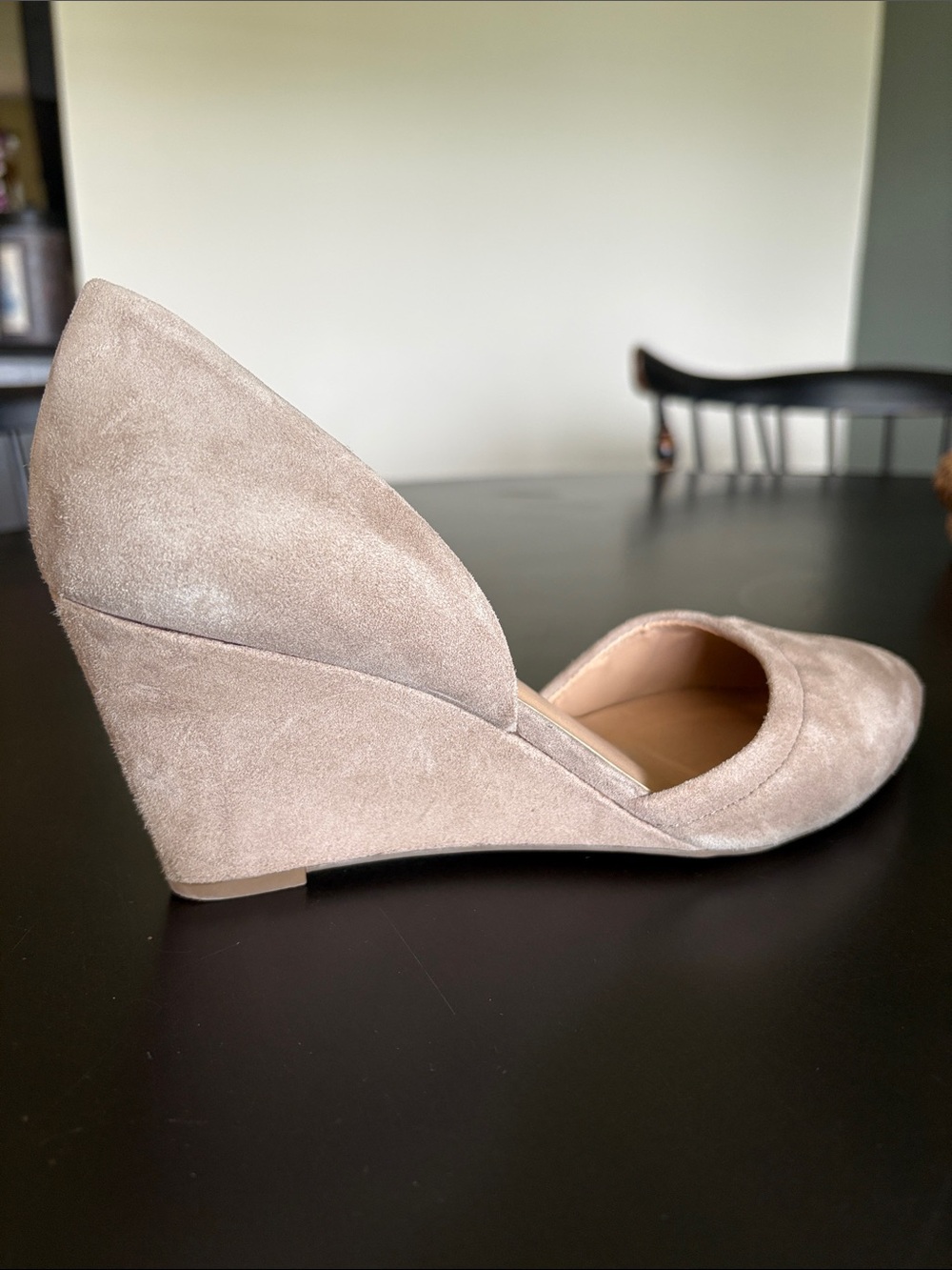 Franco Sarto Taupe Suede Pointed D'Orsay Wedge - Size 7